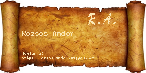 Rozsos Andor névjegykártya